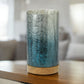 Light Silver & Blue Glass and Wood Accent Lamp - 11-1/2-in