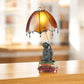 Intellectual Monkey with Amber Dome Shade Table Lamp - 21-3/4-in