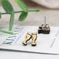 Champagne - Wood and Stainless Steel Stud Earrings - Mellow Monkey