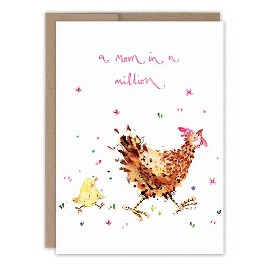 A Mom In A Million Chicken and Chick Mother's Day Greeting Card