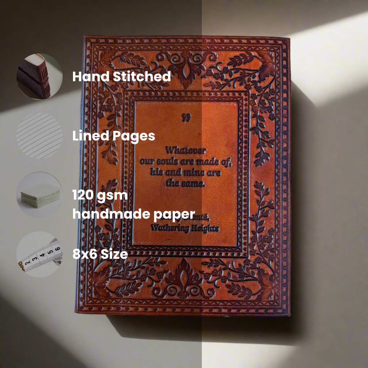 Emily Brontë "Wuthering Heights" Leather Journal - Timeless Romance & Souls Unite - Mellow Monkey