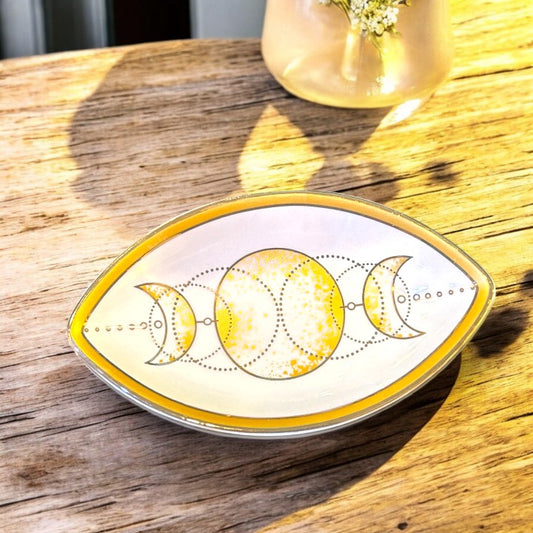 Moon Phases Eye Shaped Protection Trinket Dish - 6-1/4-in