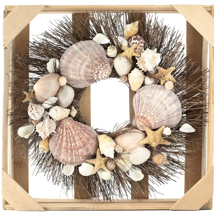 Sandy Shores Coastal Shell Wreath - 18-in - Mellow Monkey