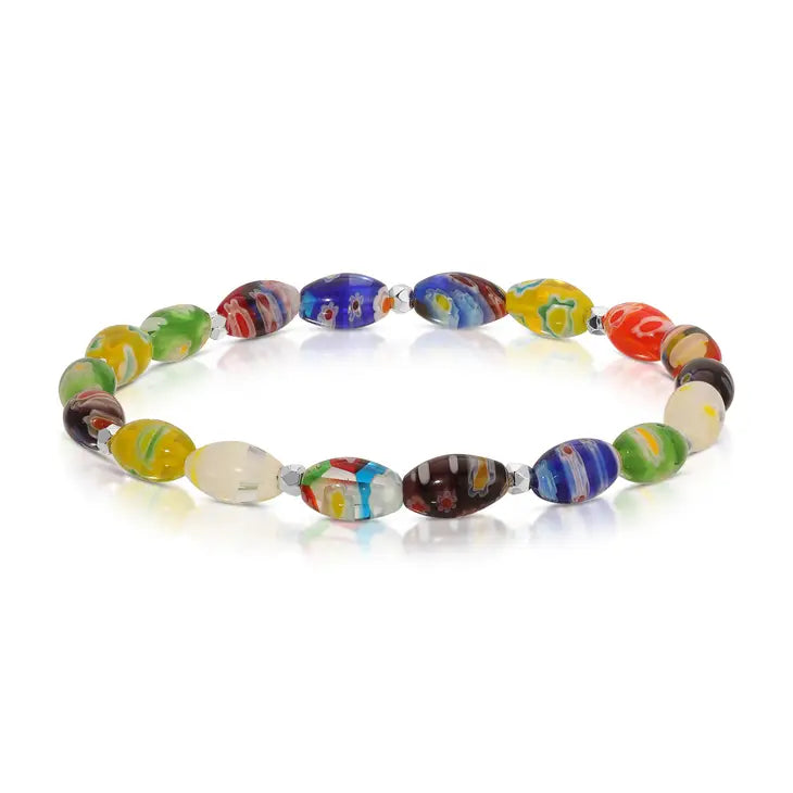 Oval Glass Multicolor Stretch Bracelet