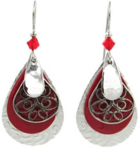 Silver Forest Silvered Layered Teardrop And Filigree Dangle Earrings - Mellow Monkey