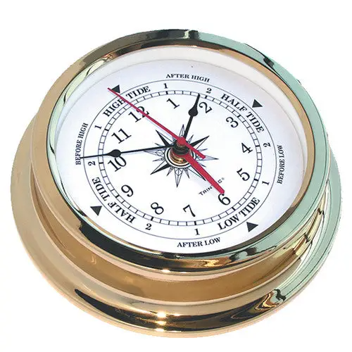 Solaris Brass Marine Time & Tide Clock - 8-3/4-in - Mellow Monkey