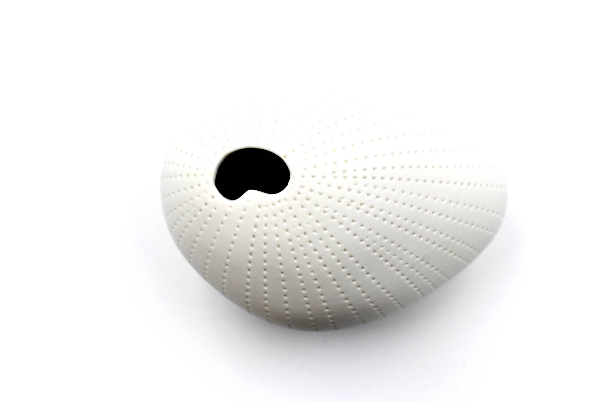 Mini Pebble - Handcrafted Porcelain Bud Vase - White with Grey Dotted Lines - 3.4 x 2.6 x 2.4 in - Mellow Monkey