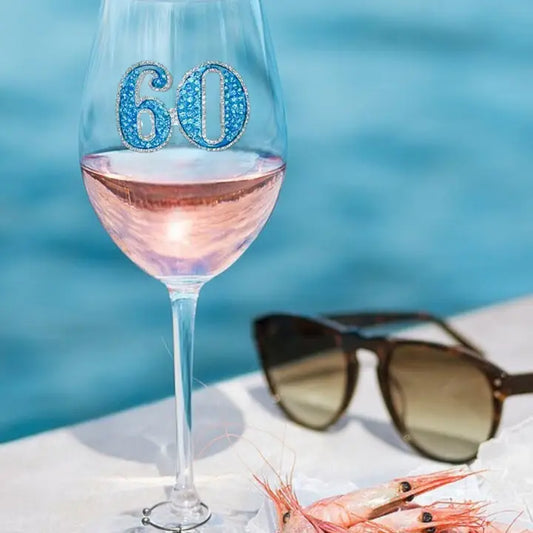 60th Birthday Jeweled Stemmed Wine Glass