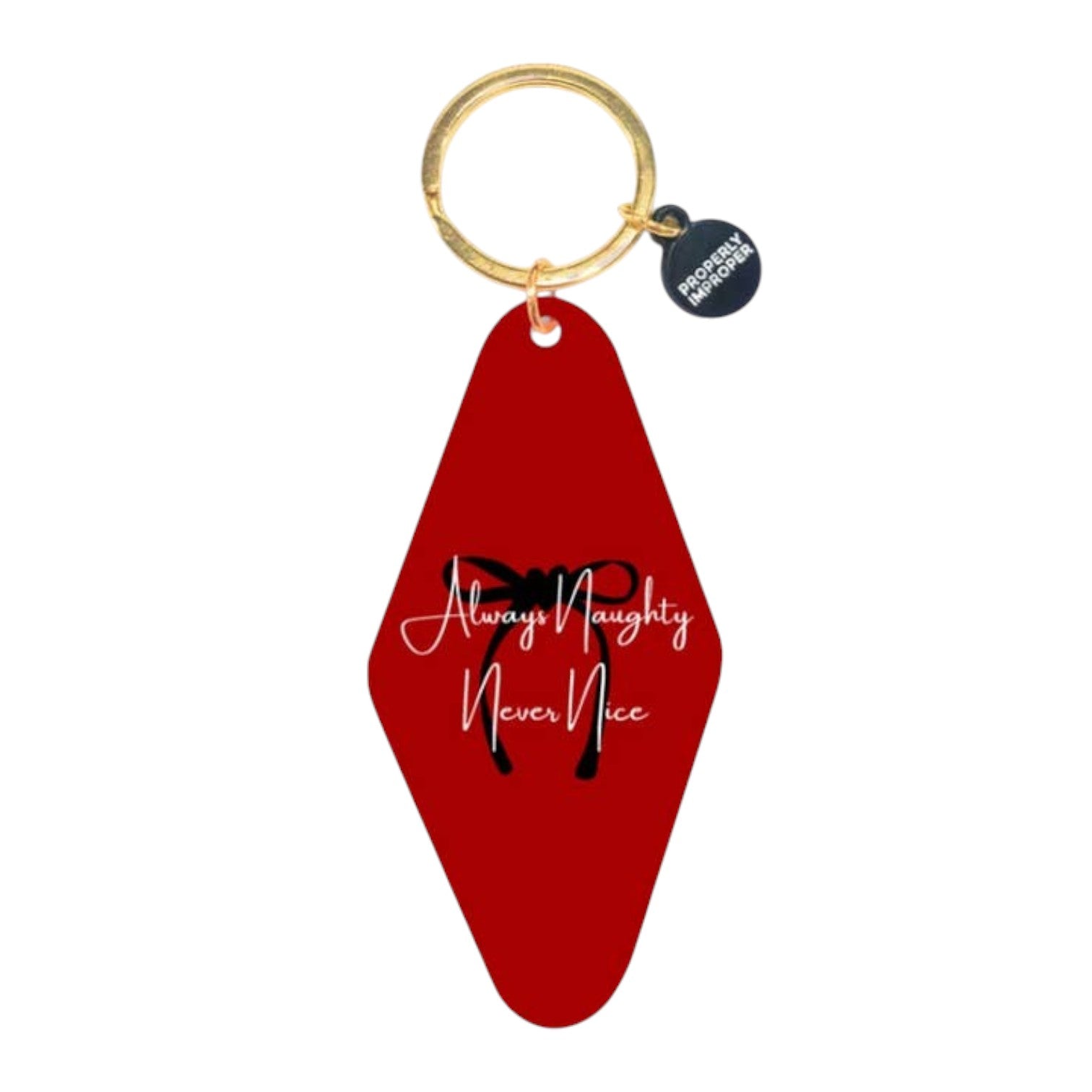 Always Naughty Never Nice - Hot Stamped Motel Keychain – Mellow Monkey