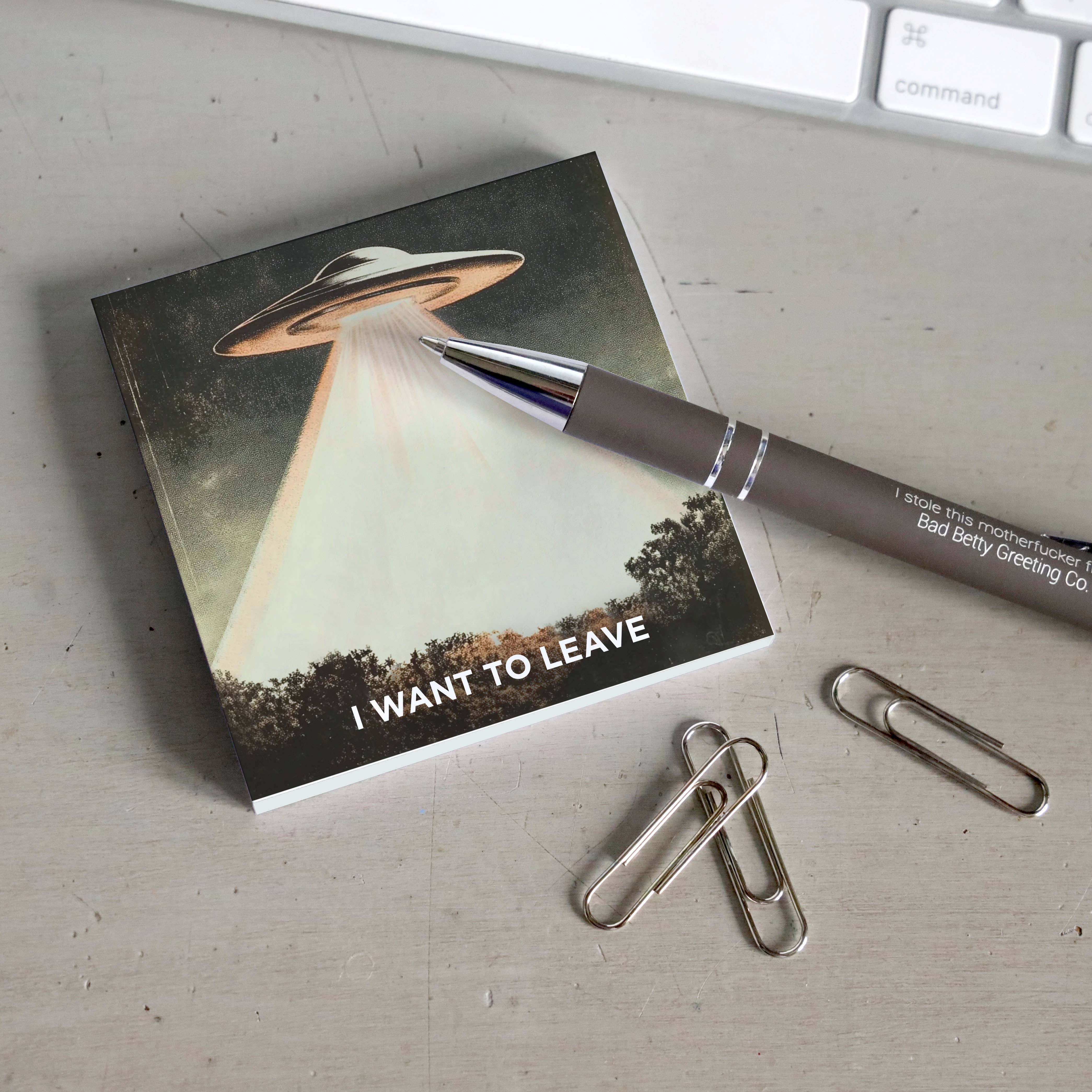 I Want to Leave - Funny Alien Sticky Note Pad – Mellow Monkey