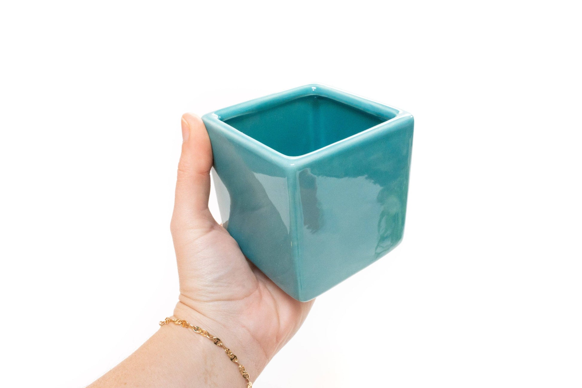 Ceramic Cube Container - Sky Blue - Mellow Monkey