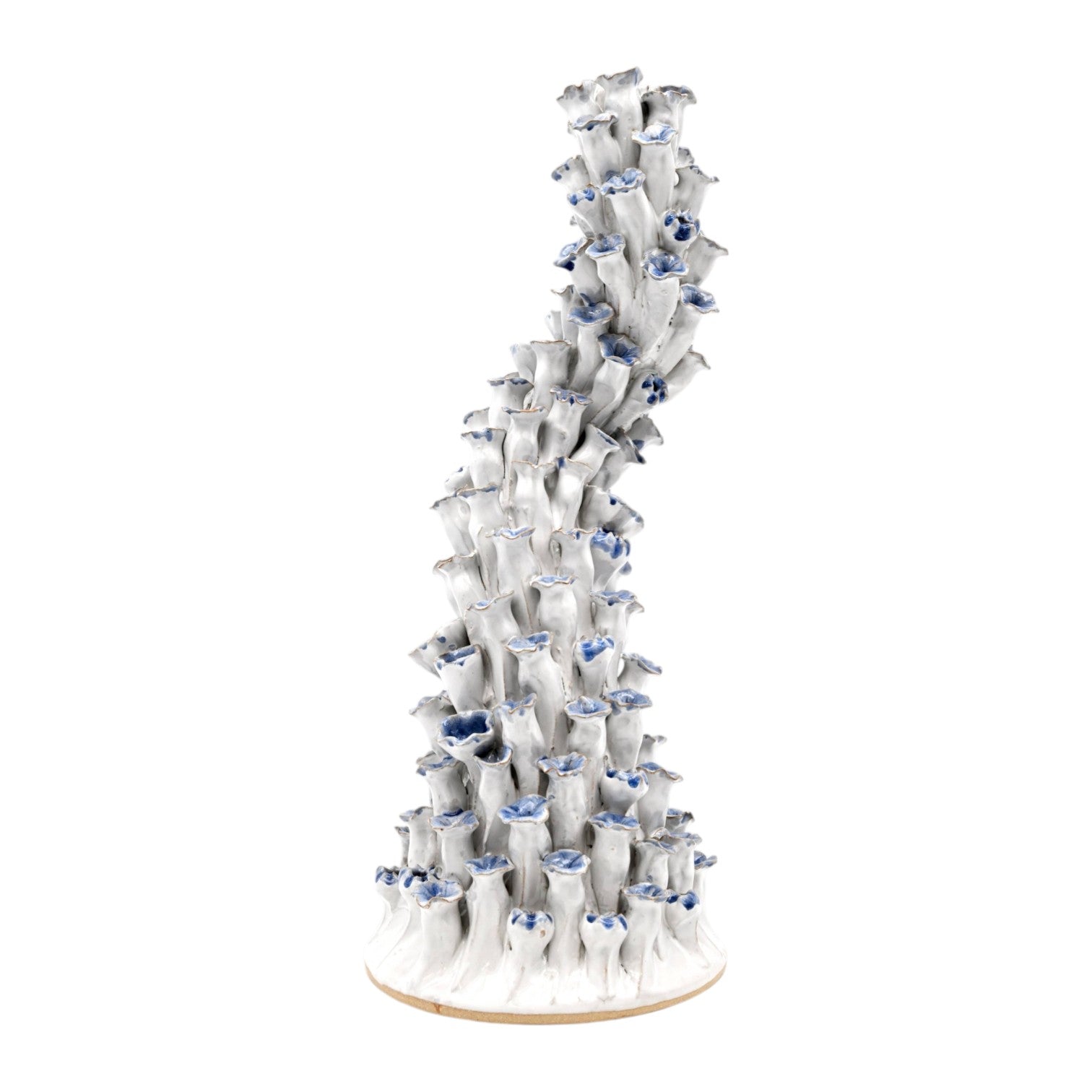 Ocean Spiral Sculpture in White and Blue - 15-in - Mellow Monkey