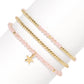 Petite Twilight Pink Crystal Stretch Bead Bracelets - Set 3