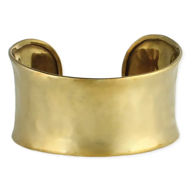 Gold Hammered Rounded Cuff Bracelet - Mellow Monkey
