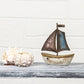 Mini Wood and Metal Sailboat with Sail Up - 4-1/2-in - Mellow Monkey