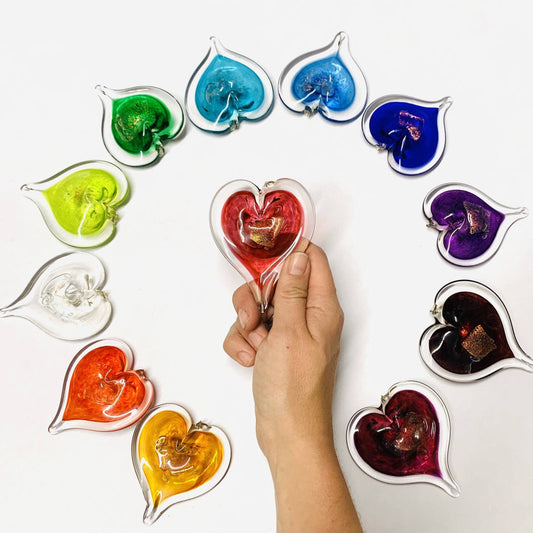 Small Birthstone Glass Heart Ornament - 3-in