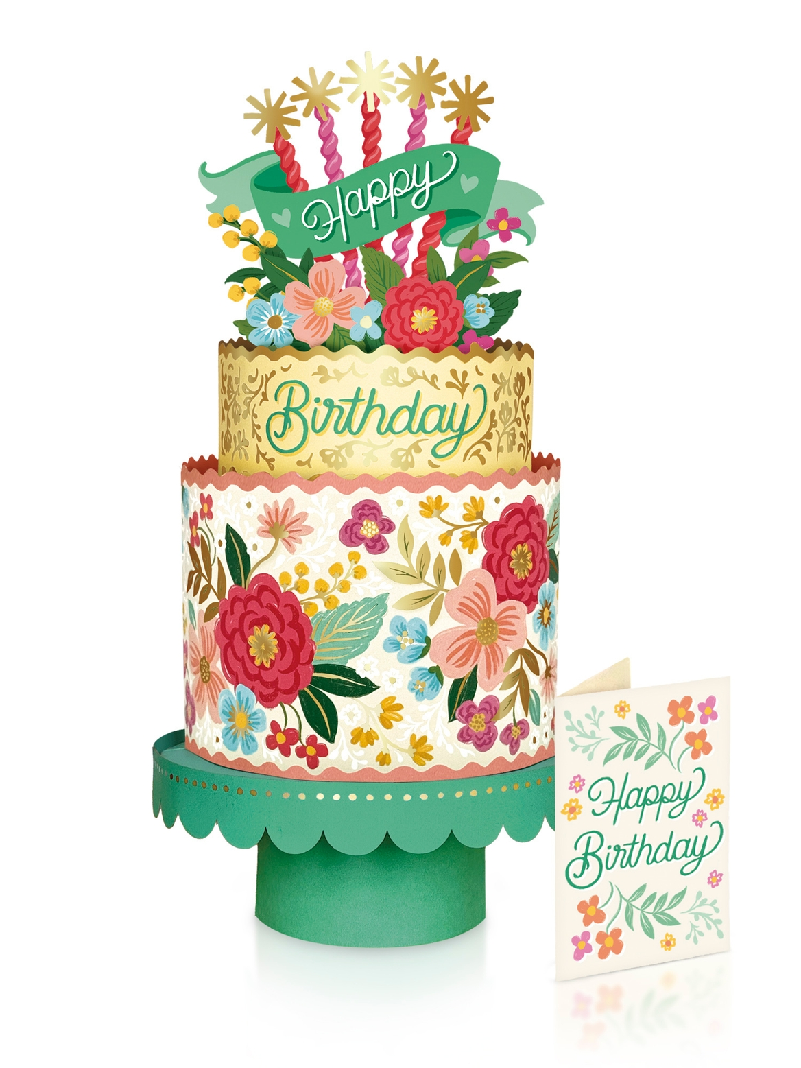 Freshcut Paper Blooming Birthday Cake Pop-Up Greeting Card - Mellow Monkey