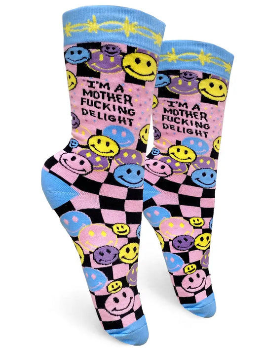 I'm A Mother Fucking Delight - Women's Crew Socks - Mellow Monkey