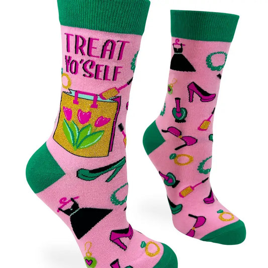 Treat Yo'Self - Women's Crew Socks - Mellow Monkey