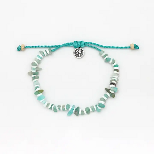 Light Blues Dunes Stone Beaded Anklet - Surf Jewelry - Mellow Monkey
