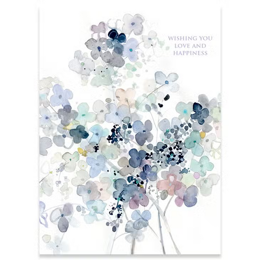 Wishing You Love And Happiness - Hydrangea Wedding Greeting Card - Mellow Monkey