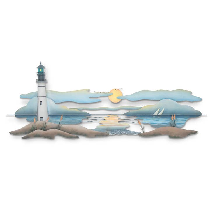 Lighthouse Horizontal Metal Wall Decor - Mellow Monkey