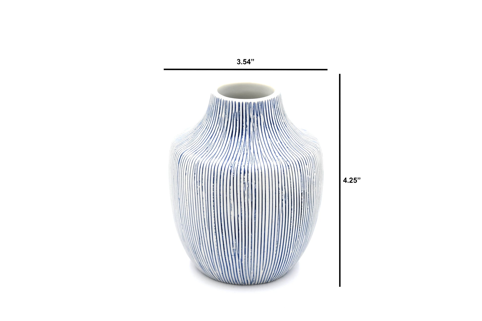 Mini Inca - Handcrafted Porcelain Vase - White with Blue Stripes - 3.5 x 3.5 x 4.3 in - Mellow Monkey