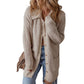 Collared Drop Shoulder Button Up Cardigan with Pocket - Beige