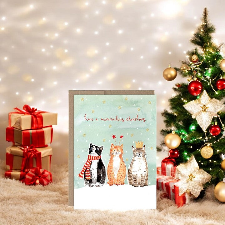 Cats Meowvelous Christmas Boxed Holiday Cards - Set of 10 - Mellow Monkey