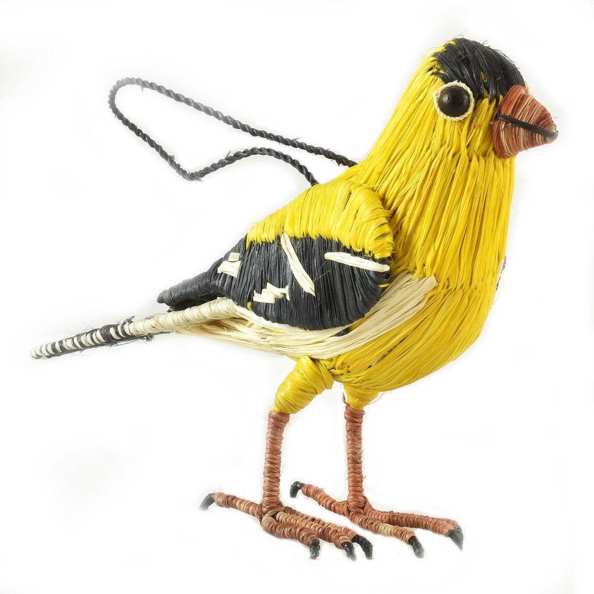 GOLDFINCH BIRD - FAIR TRADE CHRISTMAS TREE ORNAMENT - WOVEN BY PERUVIAN AMAZON ARTISAN: Medium - Mellow Monkey