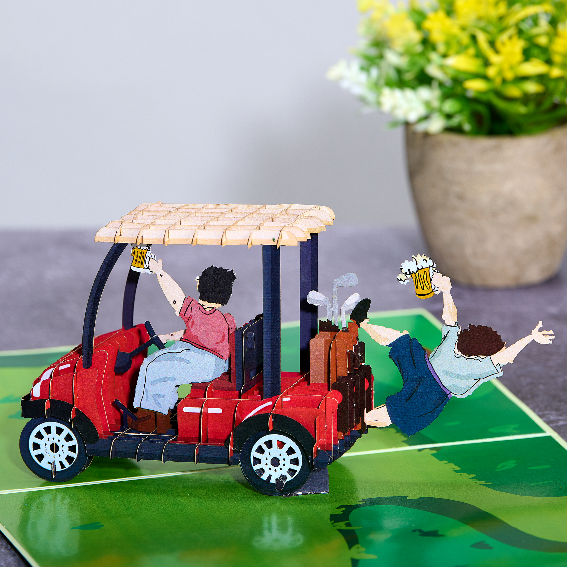 Drunk Golfers Funny 3D Pop-Up Golf Greeting Card - Mellow Monkey
