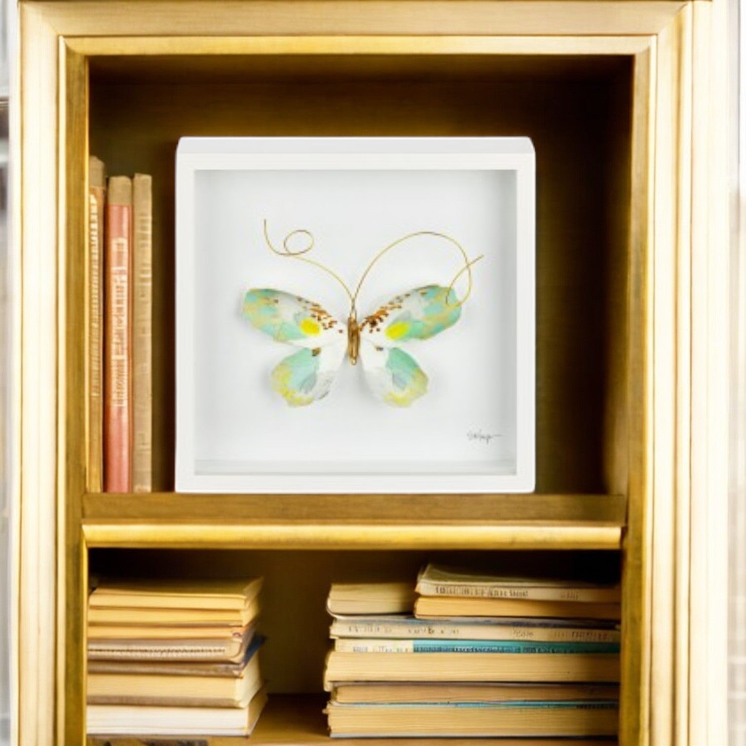 Green and White Butterfly Wall Art - 10-in - Elizabeth Hayes Creative Collection - Mellow Monkey