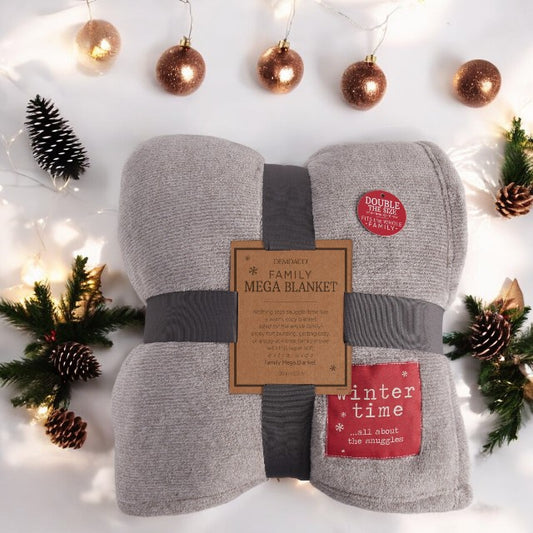 Winter Time -  Warm Gray Family Size Mega Blanket - Mellow Monkey