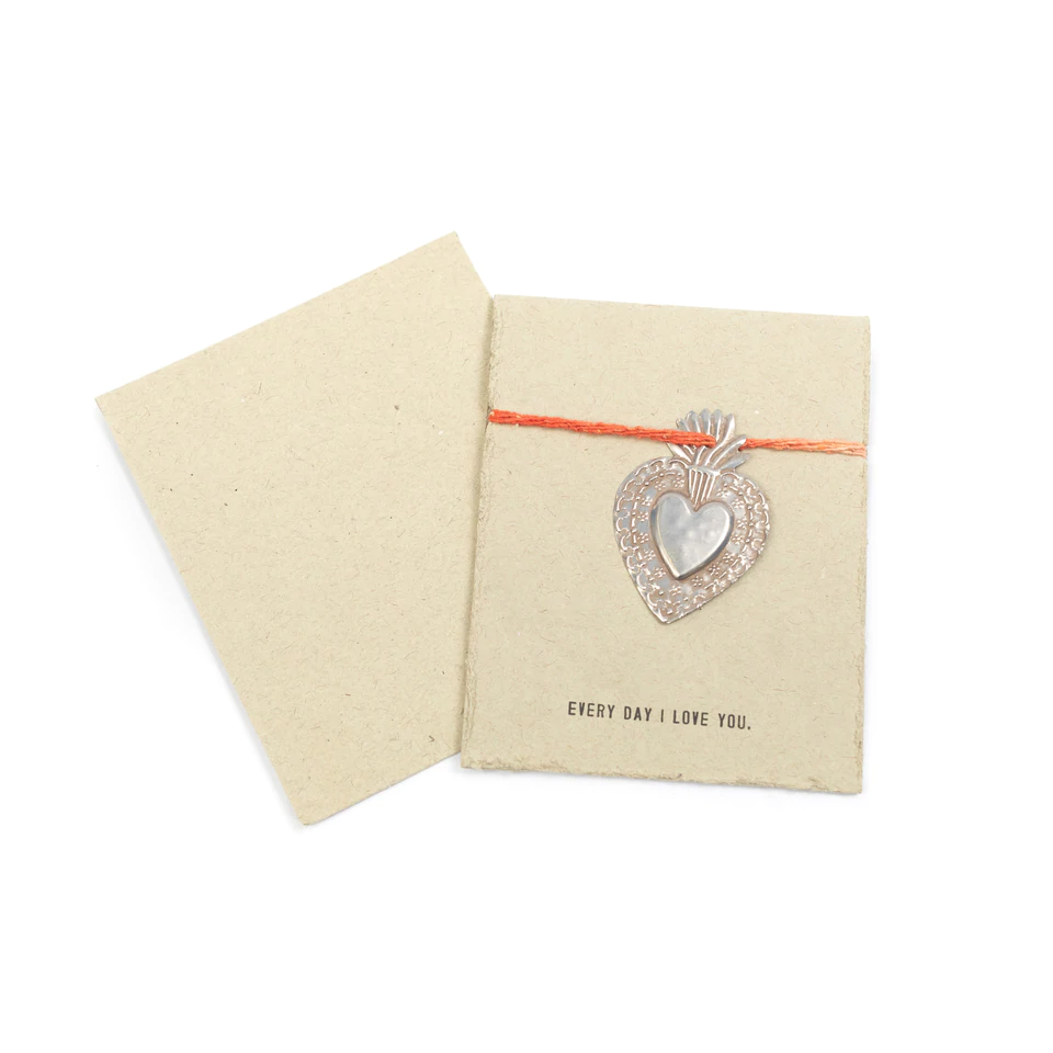 Milagro Heart Card - Every Day I Love You - Mellow Monkey