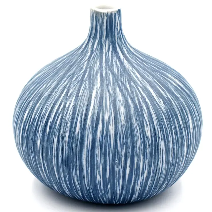 Tiny Porcelain Bud Vase - Blue Brushed - 2.5" x 2.5" - Mellow Monkey
