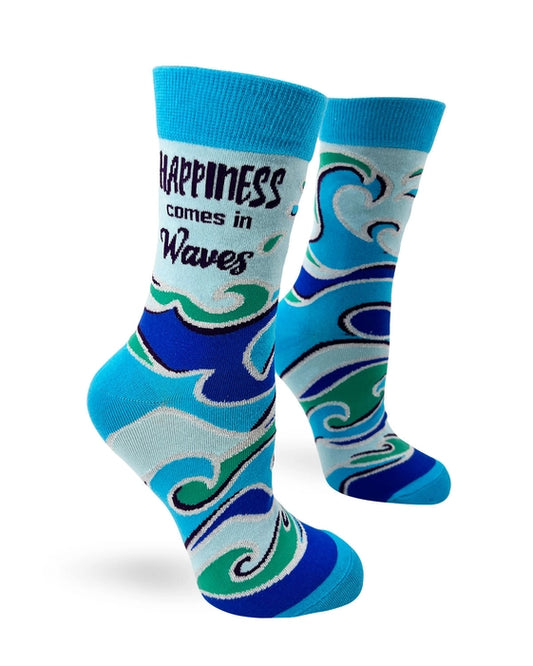 Happiness Comes in Waves - Women's Crew Socks - Mellow Monkey