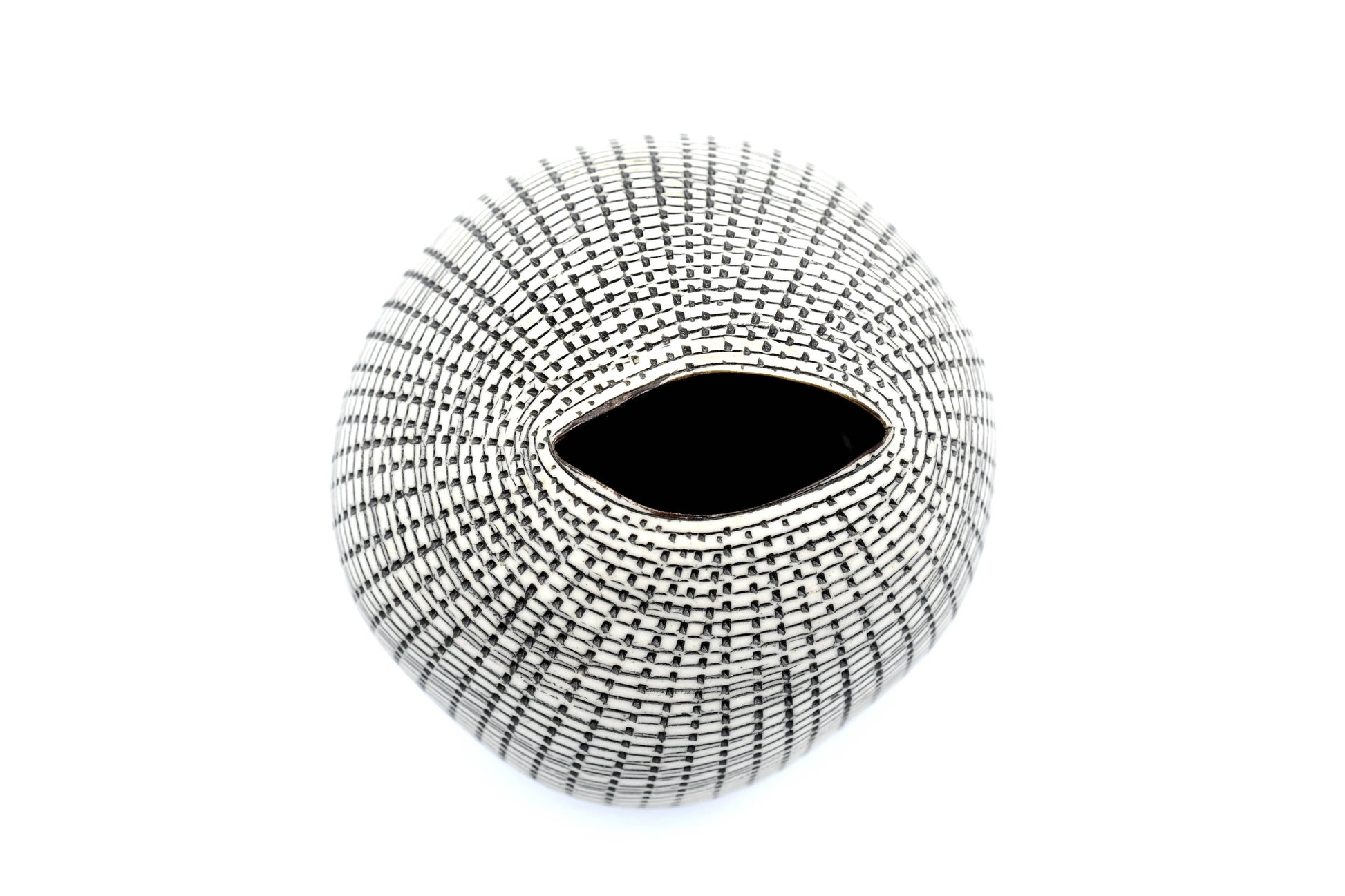 Pebble - Handcrafted Porcelain Bud Vase - White with Black Grid - Mellow Monkey