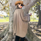 Faux Fur Trim Ruana Cape with Hook Closure - Warm Camel
