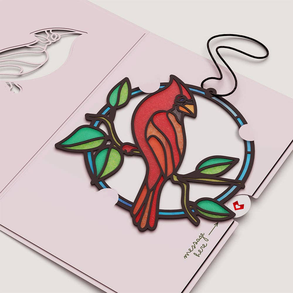 Sign of Love Cardinal Suncatcher Card - Mellow Monkey