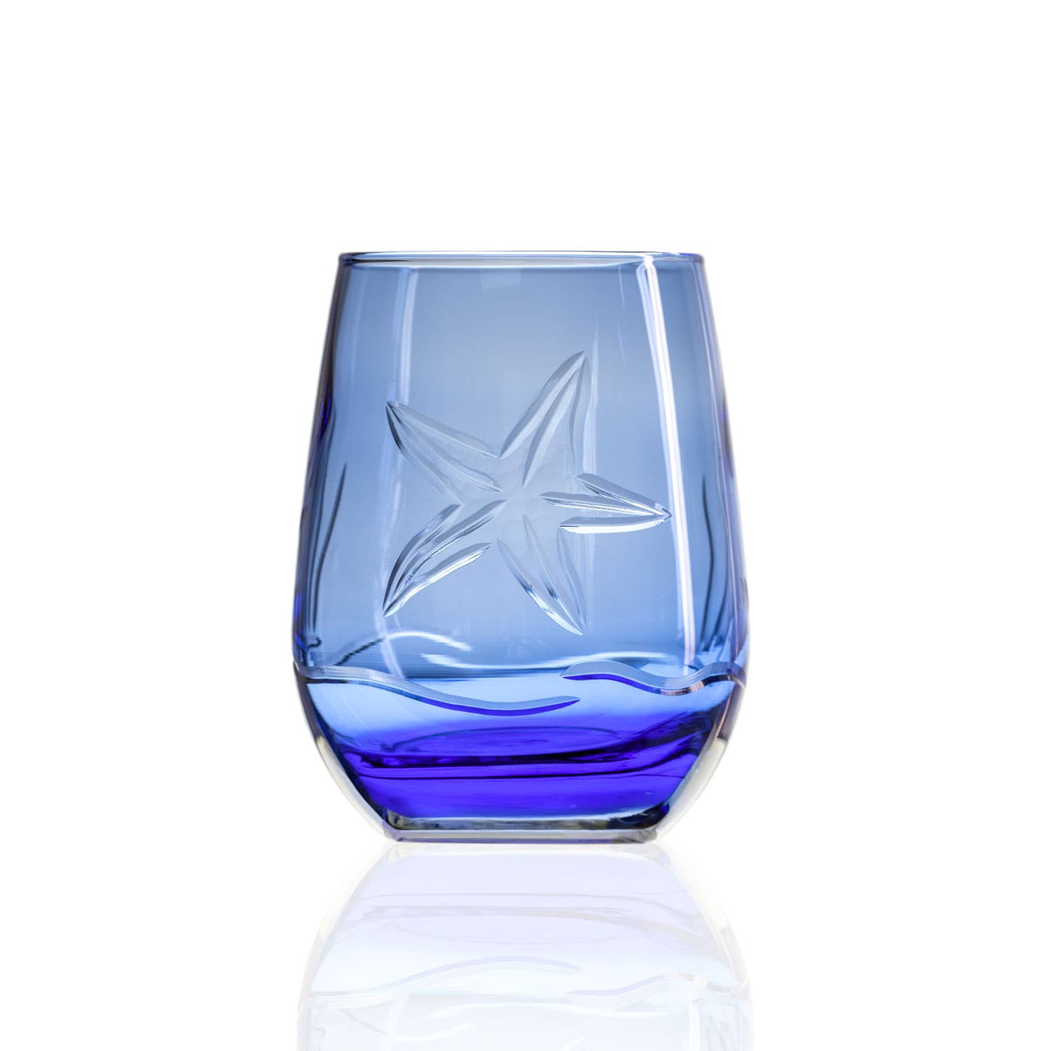 Starfish 15oz Blue Stemless Wine Tumbler Glass - Mellow Monkey