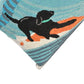 Frontporch Surfing Dog - Indoor/Outdoor Hand Hooked Pillow - Ocean - 18-in - Mellow Monkey
