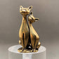 Brass Couple Cats Desktop Ornament - 2-in.