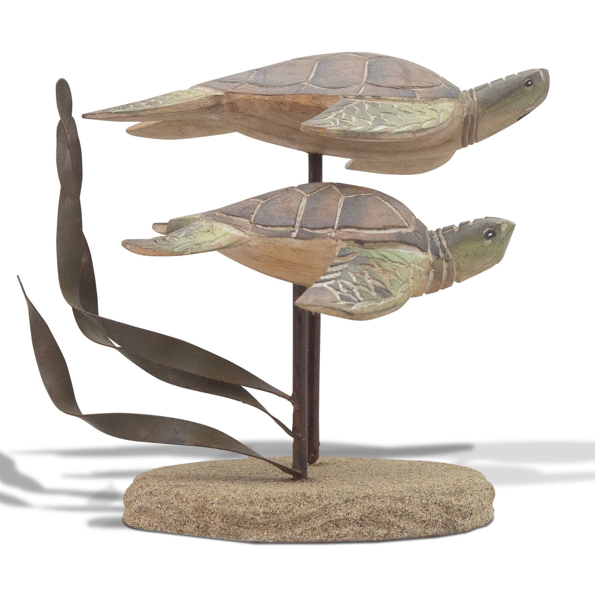 Hand Carved Turtle Pair - Table Top Sculpture - Mellow Monkey
