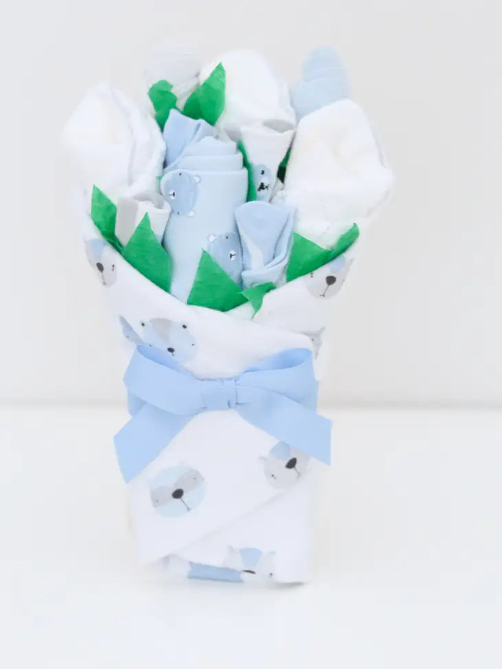 Baby Boy Gift Set Flower Bouquet - Bear - Mellow Monkey
