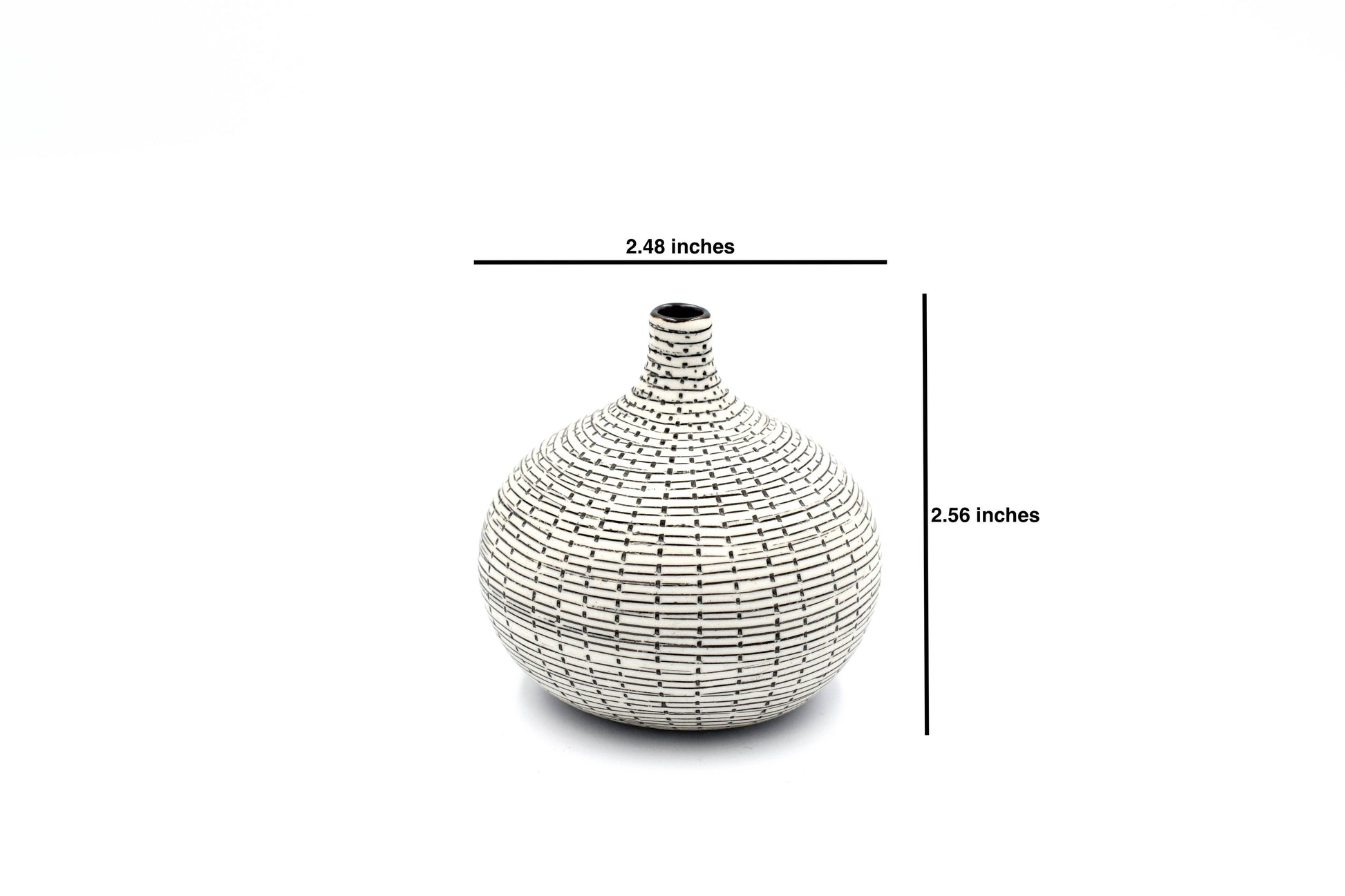Tiny Congo - Handcrafted Porcelain Bud Vase - White with Black Grid Lines - 2.5 x 2.5 x 2.6 in - Mellow Monkey