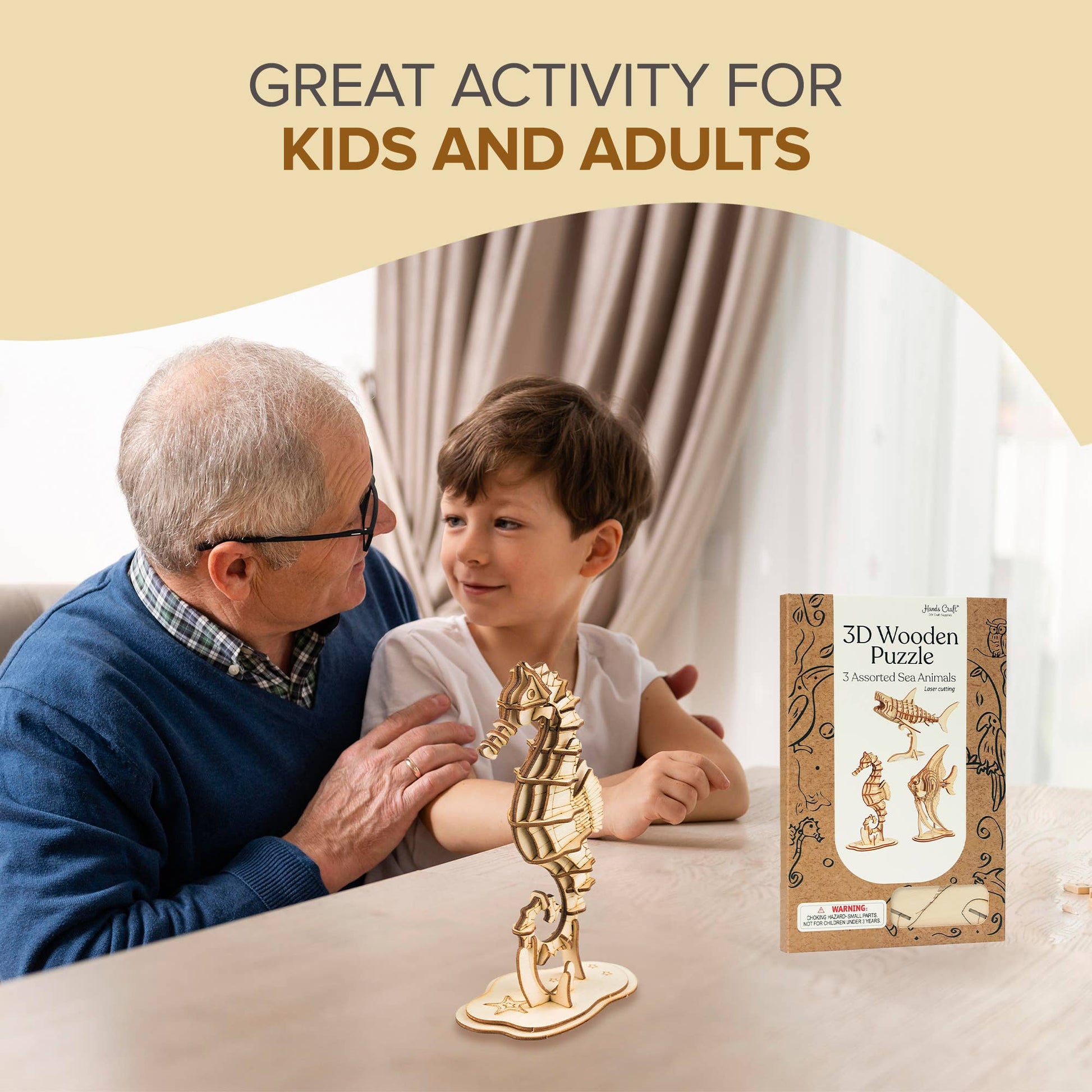 3D Laser Cut Wooden Puzzle Bundle Pack: Sea Animals - Mellow Monkey