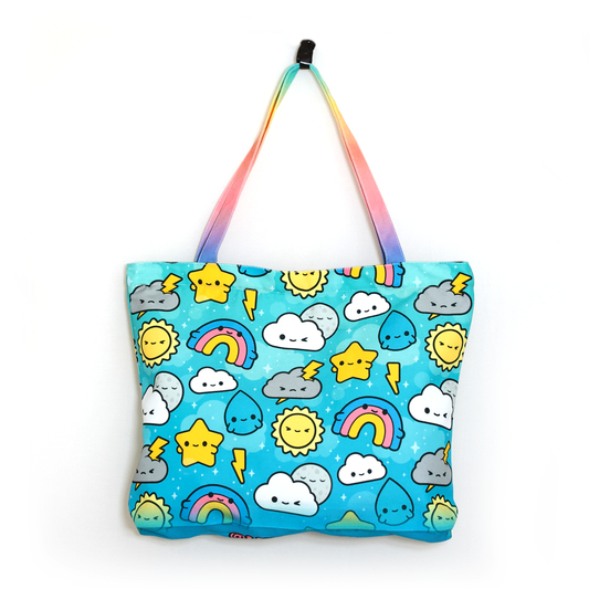 Weather Buds Tote Bag - Zippered Pocket - Washable