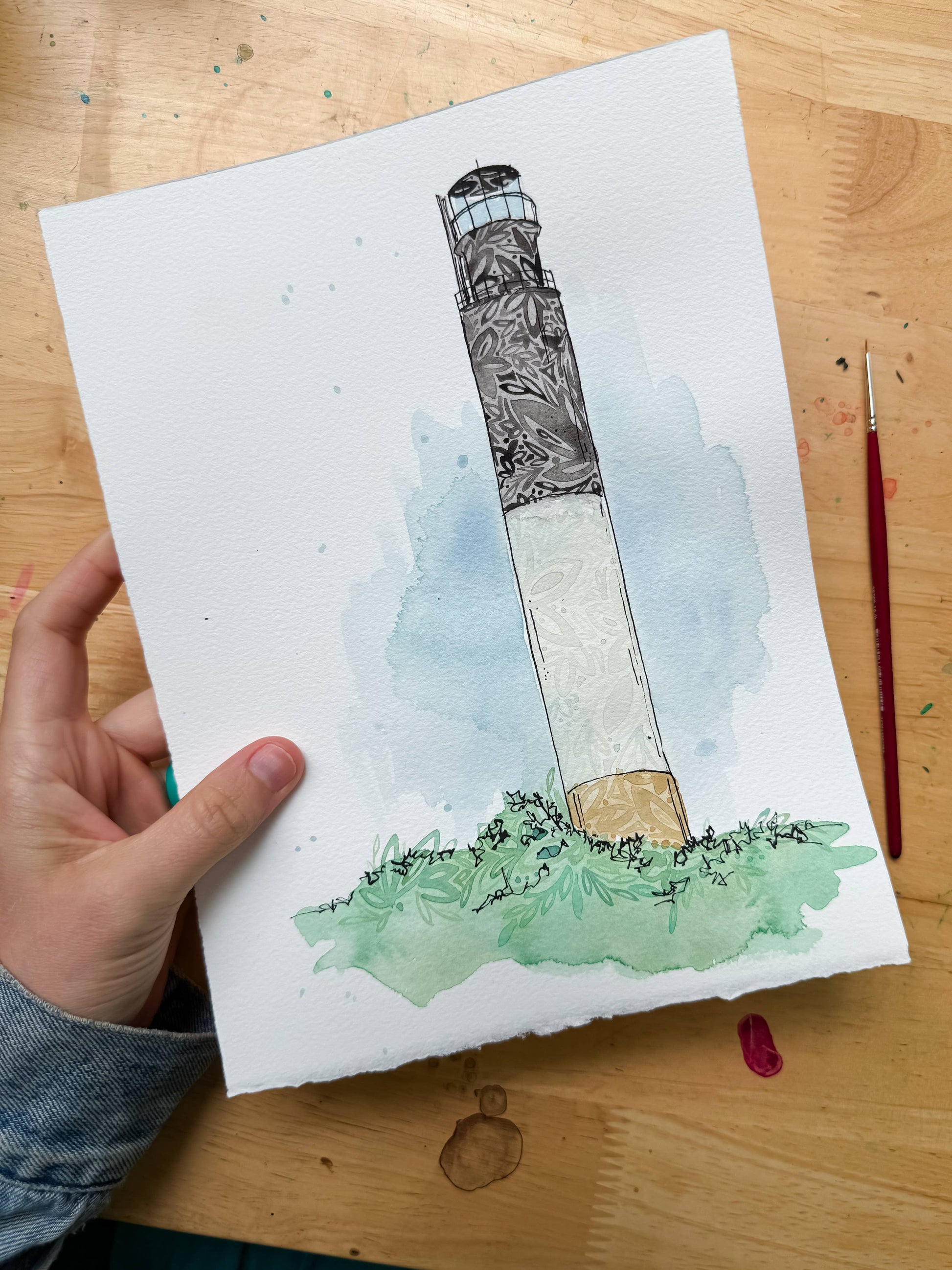 Oak Island Lighthouse Single Notecard-NC Coast Collection - Mellow Monkey