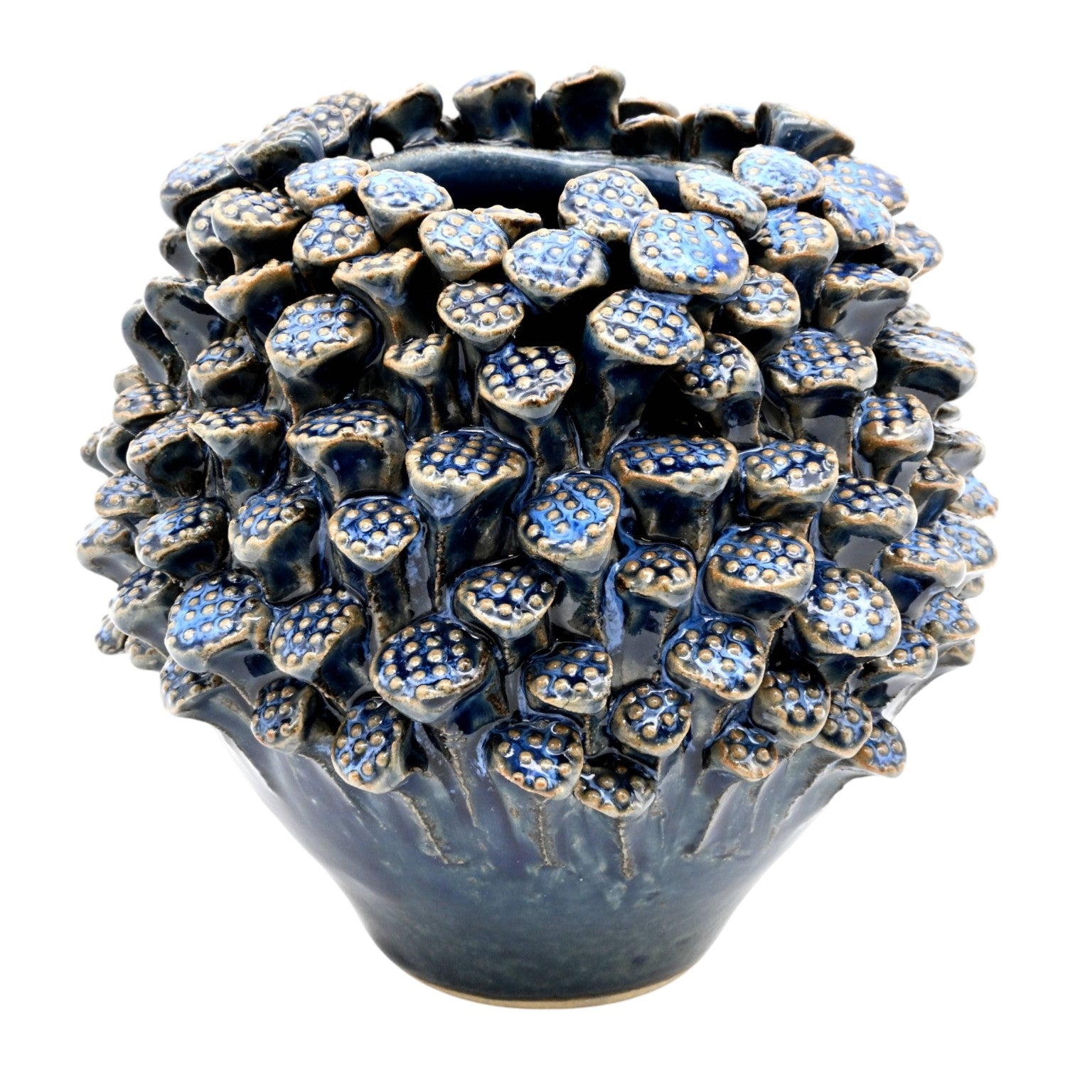Lotus Pollens - Porcelain Ceramic Vase - Blue Effect - 5 x 5 x 4.8 in - Mellow Monkey