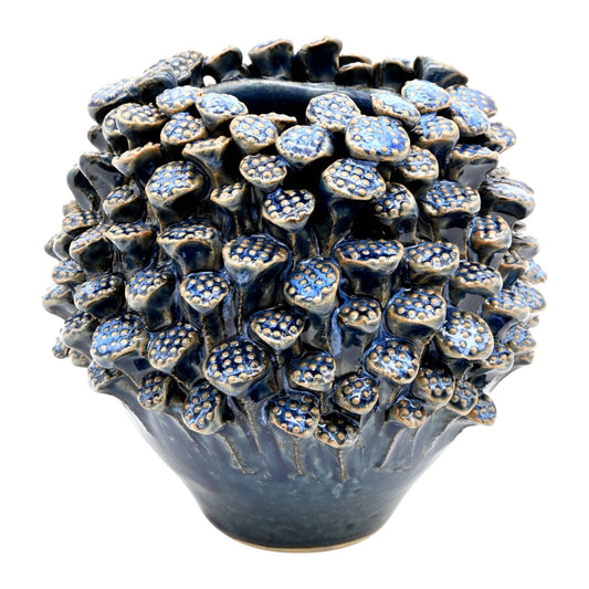 Lotus Pollens - Porcelain Ceramic Vase - Blue Effect - 5 x 5 x 4.8 in - Mellow Monkey